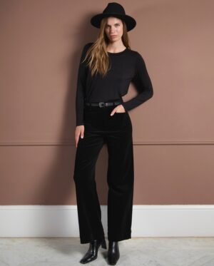 Broek Wide Leg met opgestikte zakken Black WNT25 - Surkana