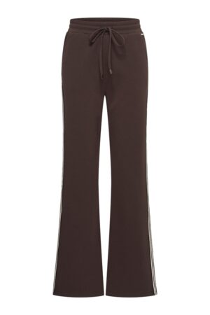 Broek Wide Leg Contrast Stripe - Espresso - Mi Piace