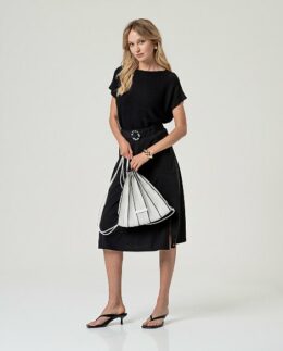 Rok Uitlopend met riem SS26 - Black - Surkana