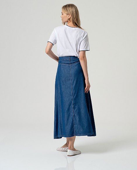 Rok Uitlopend met split SS26 - Blue - Surkana