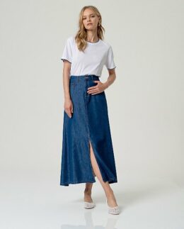Rok Uitlopend met split SS26 - Blue - Surkana