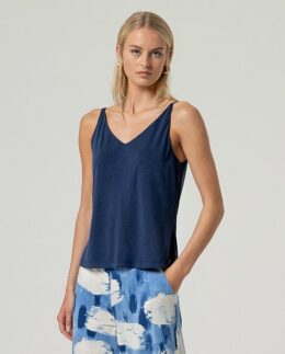 Top V-Neck Strap SS26 - Navy Blue - Surkana