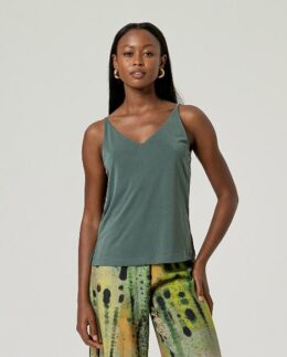 Top V-Neck Strap SS26 - Bottle Green - Surkana