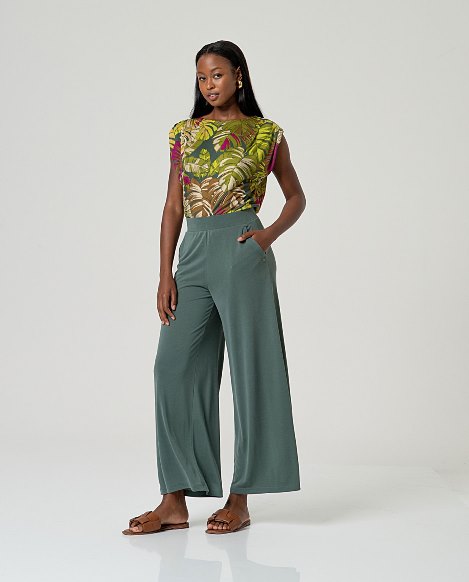 Broek Wide Leg Bottle Green - Surkana