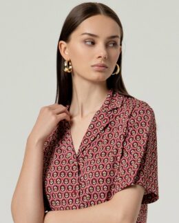 Blouse V-Neck 3/4 mouwen SS26 - Tile - Surkana