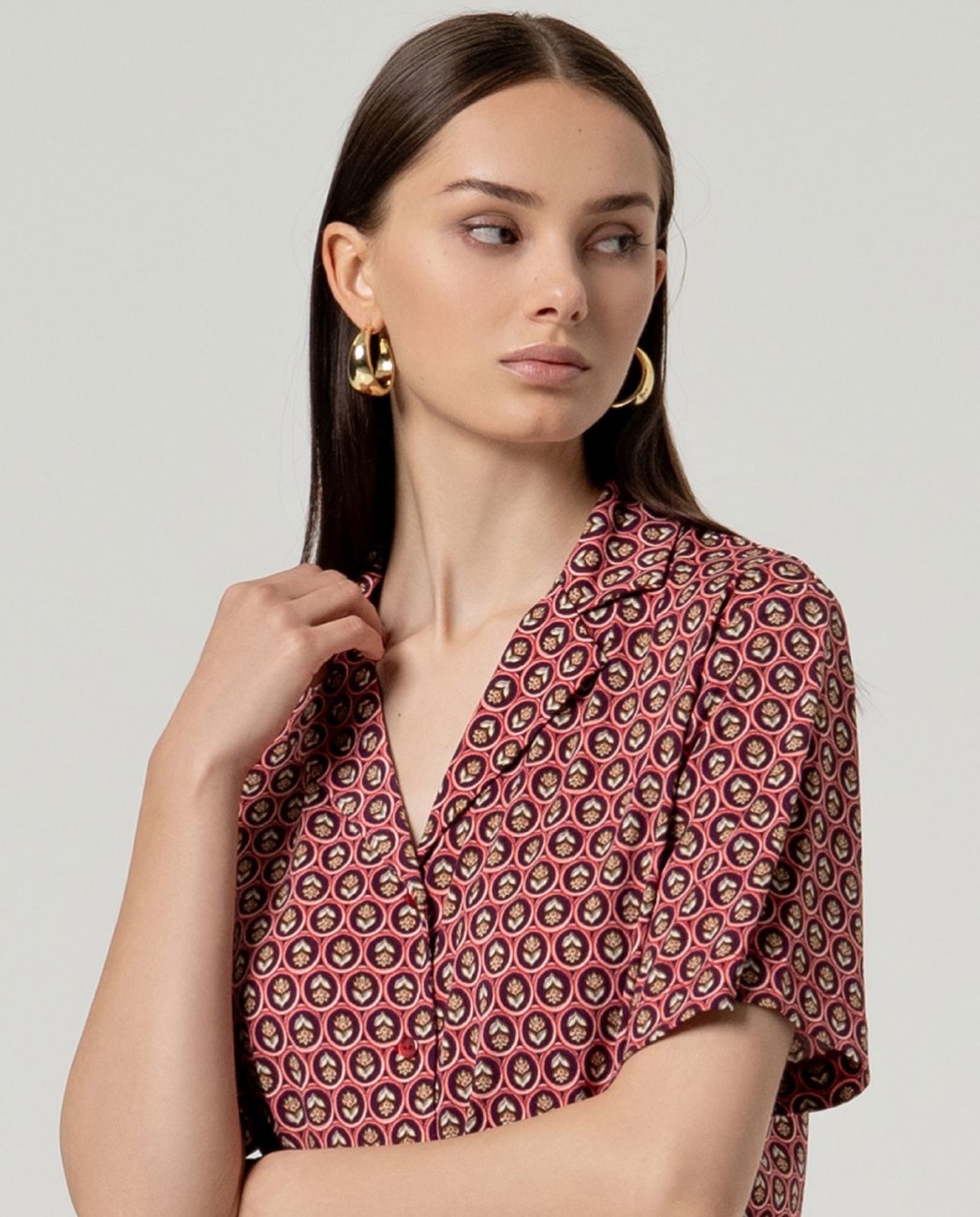 Blouse V-Neck 3/4 mouwen SS26 - Tile - Surkana