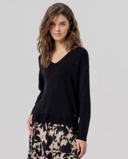 Sweater V-hals - Zwart - Surkana