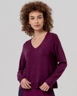 Sweater V-hals - Cherry - Surkana