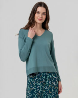 Sweater V-hals - Powdery Green - Surkana