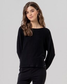 Sweater met boothals - Zwart - Surkana