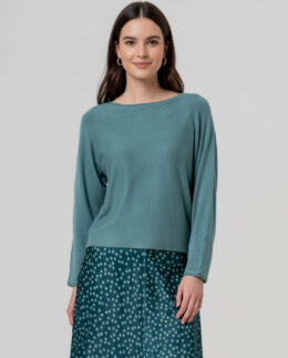 Sweater met boothals - Powdery Green - Surkana