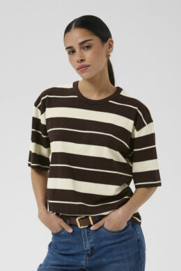 T-shirt KAwinny - Coffee Bean/Turtledove Stripe - Brown - Kaffe