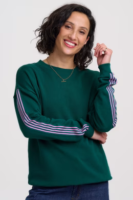 Sweatshirt Magda - Green Pink Retro stripe - Sugarhill Brighton