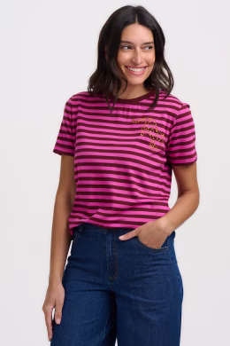 T-shirt Maggie - Brown/Magenta, Striped Leopard
