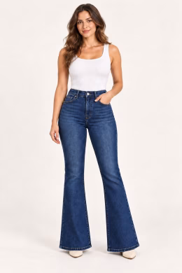 Jeans Flare Donkere Wassing - Norfy